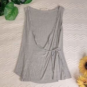 Light Grey Faux Wrap Tank Top